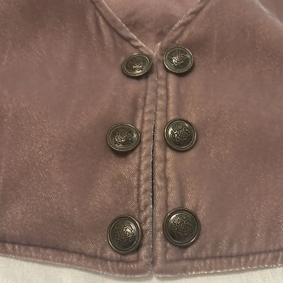 Free People rose mauve open velvet vest w/admirial buttons SZ M boho chic - Picture 4 of 13
